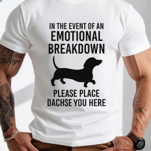 Emotional Breakdown Dachshund Print T-Shirt - Image 2