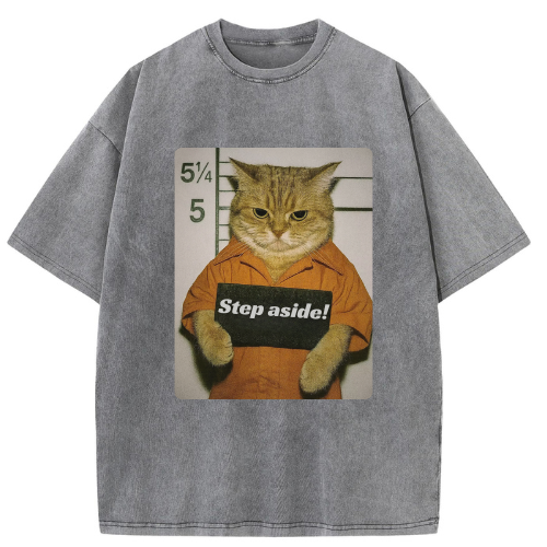 Step Aside Cat Washed T-shirt - Image 2