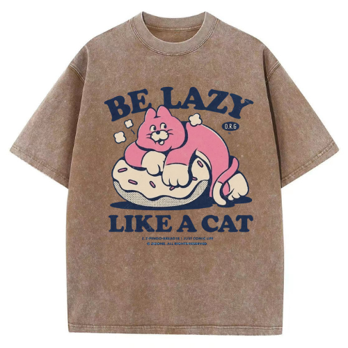 Lazy Cat Washed T-Shirt - Image 3